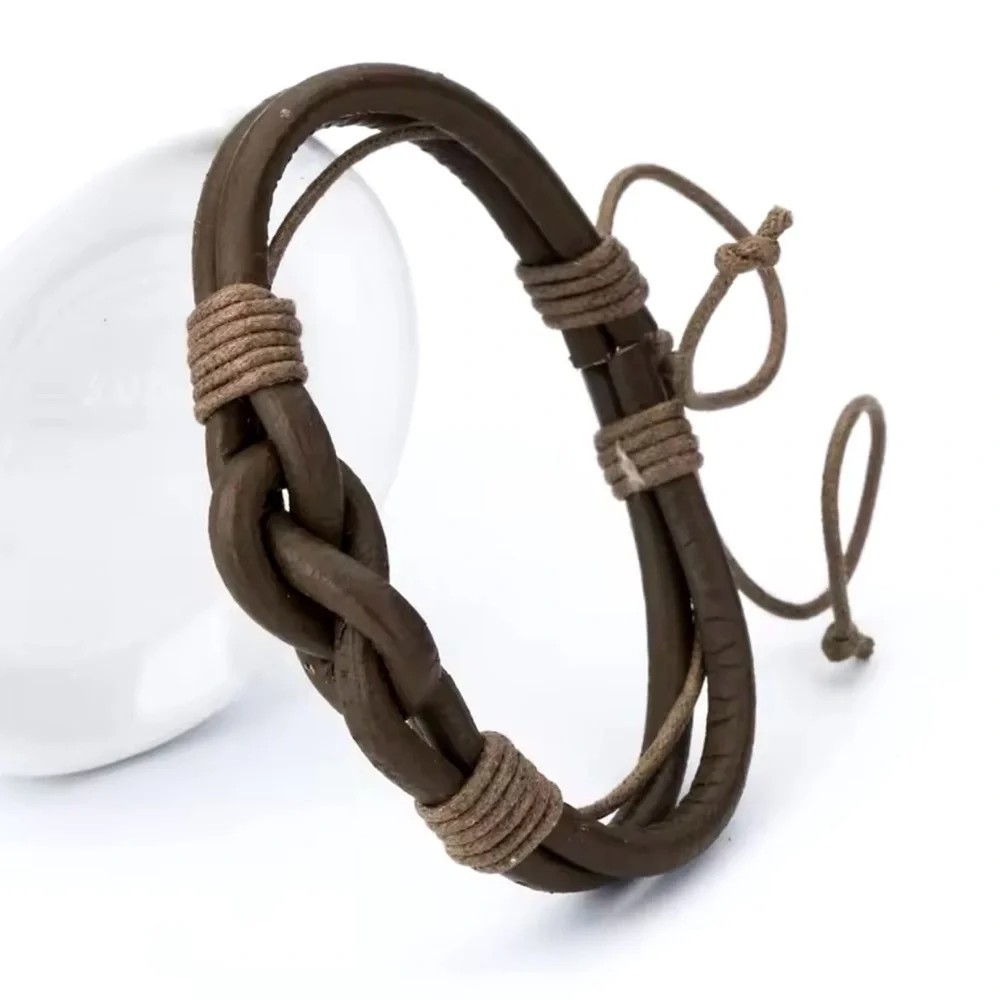 Handmade Brown Braided Bracelet Wrap for Men
